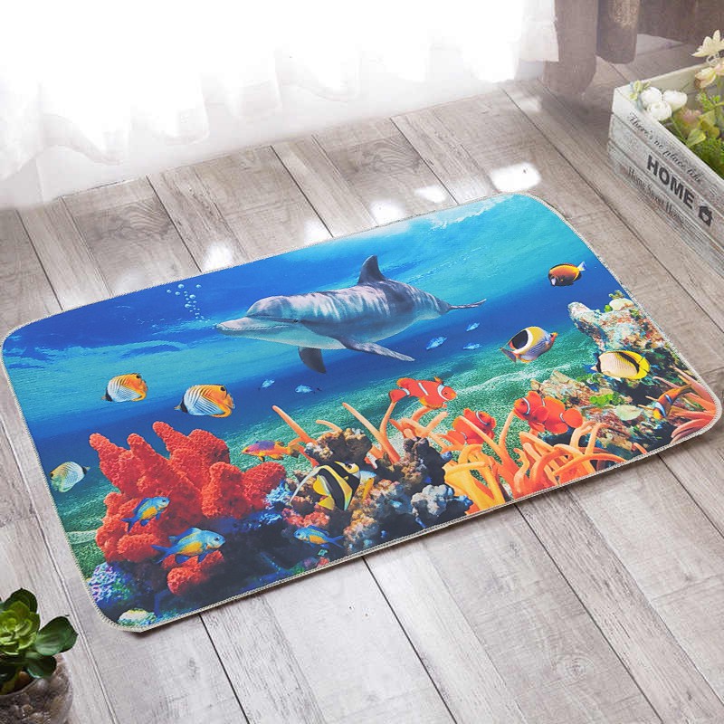 (Serba Serbi)Alas Lantai Kamar Mandi Anti Slip 3D Deep Blue Sea Series /Keset Kaki Kamar Mandi Anti Bau Anti Bakteri Bebas Kuman