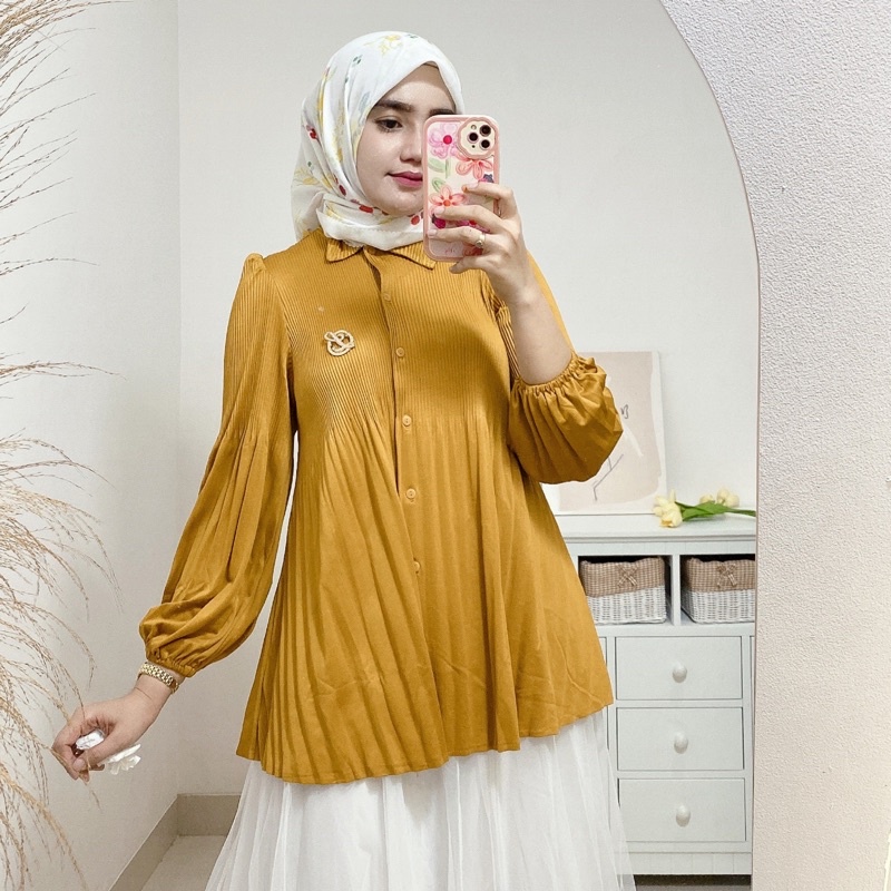 Shirin pleats blouse / blouse plisket / kemeja dan atasan plisket