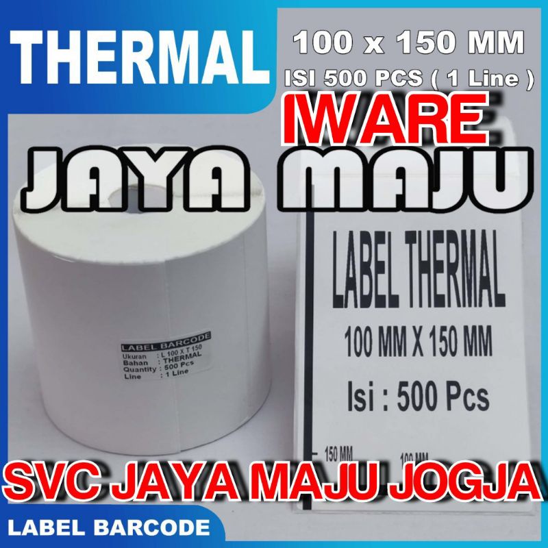 

[ IWARE ] 100 X 150 - 1 LINE THERMAL IMPORT CHN - FACE OUT - ISI 500 PCS || CORE 1" || LABEL BARCODE DIRECT THERMAL - KERTAS STICKER RESI A6 || 100X150 - IWARE - BI 420B PB420T PB420 T PB 420T PB342 C PB 342C PB830L PB 830L PB 830 L