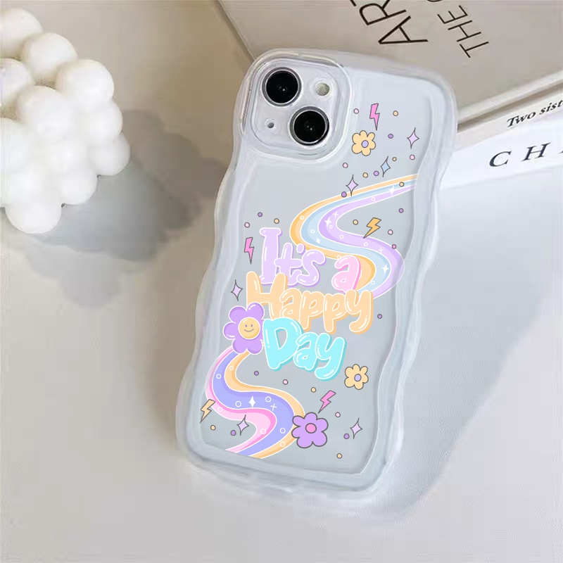 Wavy Unicorn - Curly Softcase for OPPO A3S A5S C1 A16 A15 A5 A9 2020 A17 A53 A54 A33 A55 A16 A7 A12 A11K A1K A92 A52 A96 A76 9i A57 A77S