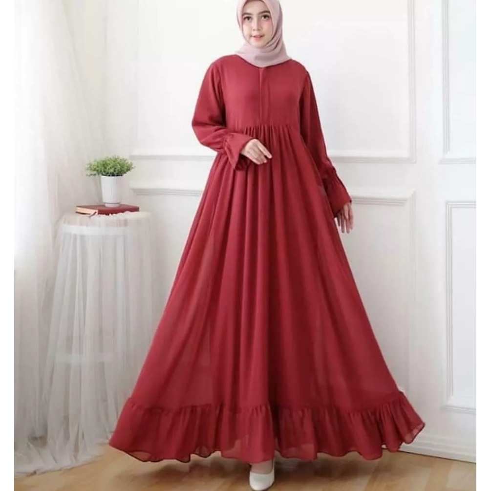 Busana Wanita Muslimah Gamis Putih Bersih Polos Bahan MOSCREPE ITWAY