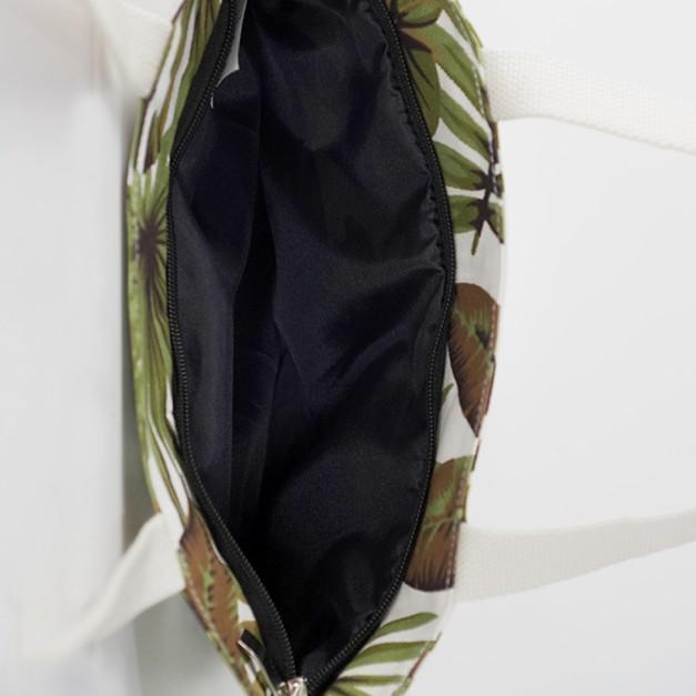 Pamole - Tote Bag Bahan Kanvas Penutup Resleting - Motif Bunga