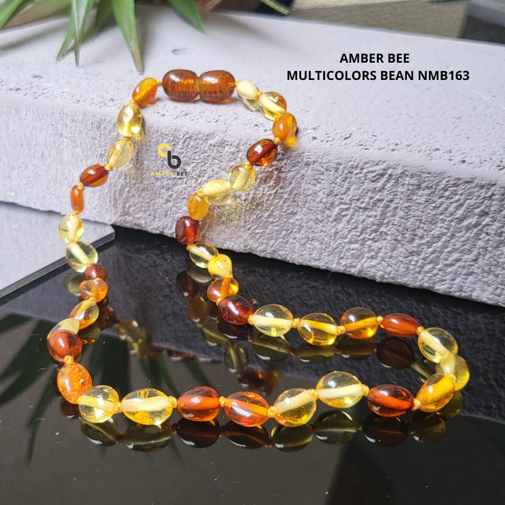 Kalung Amber Bayi ORI Baltic Premium Glossy Multicolor Beans NMB163 By Amber Bee