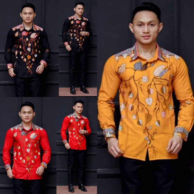 KEMEJA BATIK LENGAN PANJANG PRIA ELEGAN MODERN MOTIF UNGGUL JAYA