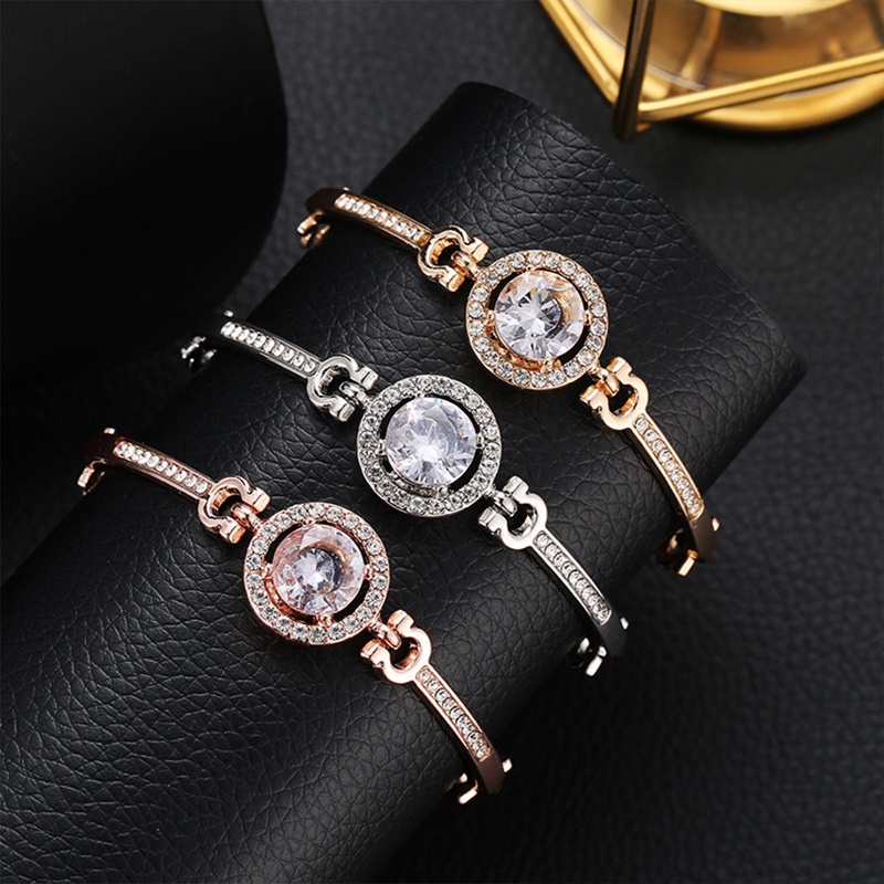Fancyqube Gelang Tangan Wanita Hias Zircon Adjustable Gaya Korea Untuk Musim Panas
