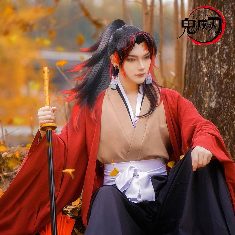 【Wetrose】Ready Stock Kimetsu no yaiba Demon Slayer Tsugikuni Yoriichi Kokushibo Upper Rank One Cos Costume Cosplay Male Anime Kimono Set