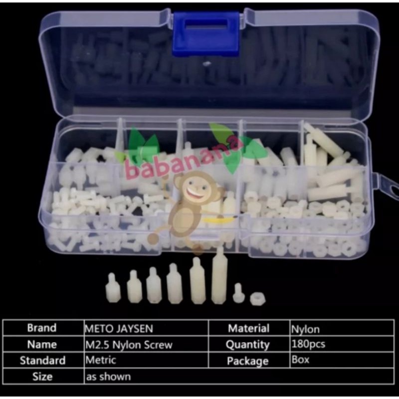 120pcs White Nylon M2.5 Hex Screw Standoff Spacer set baut mur kit