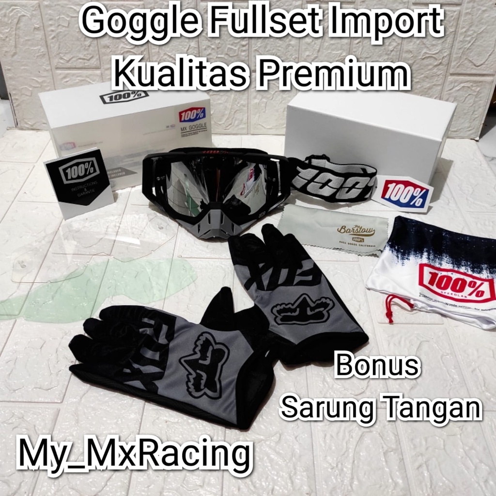 kacamata goggle fullset import dengan kualitas premium FREE sarung tangan kacamata goggle trail cross terlaris fullset B TERLARIS