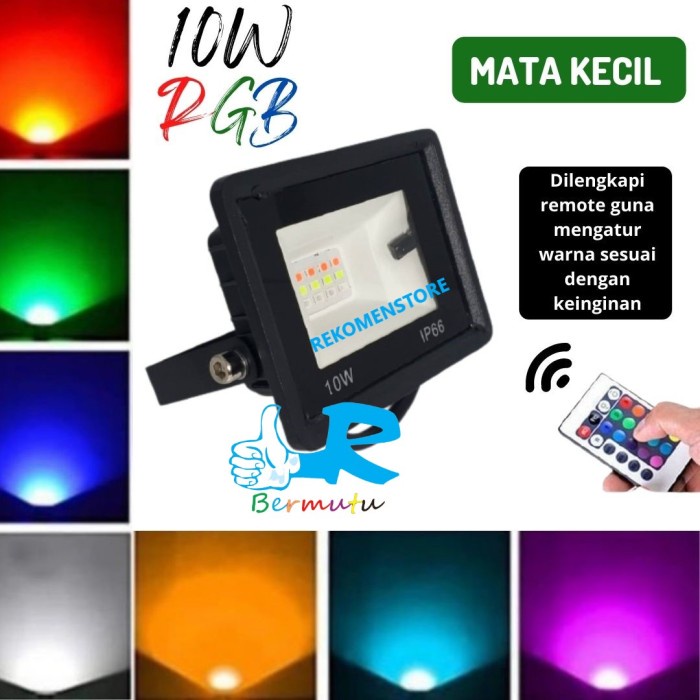 NEW LAMPU TAMAN RGB 10W LAMPU LED SOROT 10 WATT WARNA-WARNI HIAS STUDIO - MATA KECIL