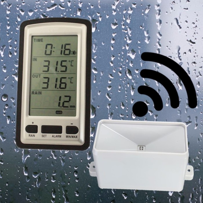 Kual Wireless Rain Gauge Ukur Curah Hujan Termometer Meter Tester Monitor