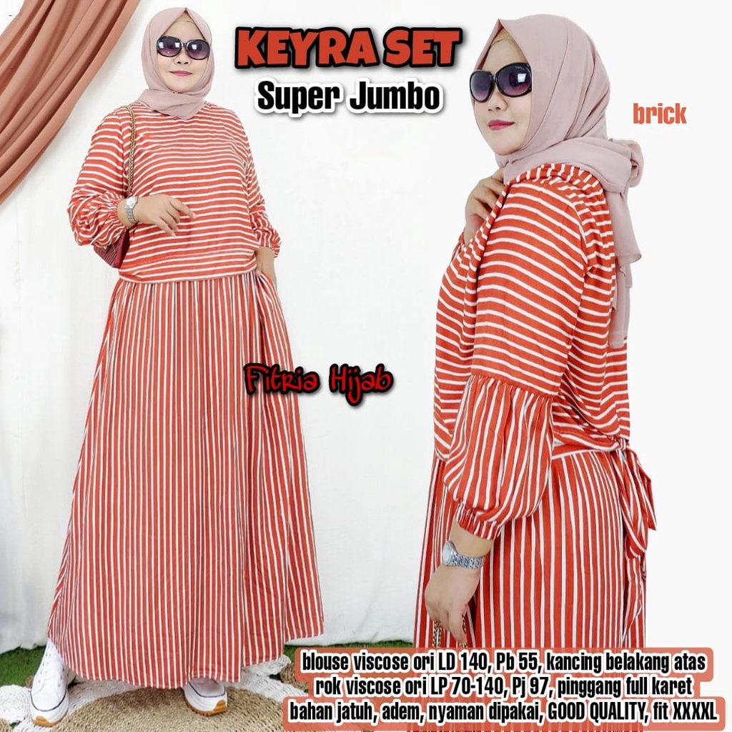 keyra set stelan setelan 1set oneset baju pakaian kemeja shirt blouse bluse blus rok bawahan motif s