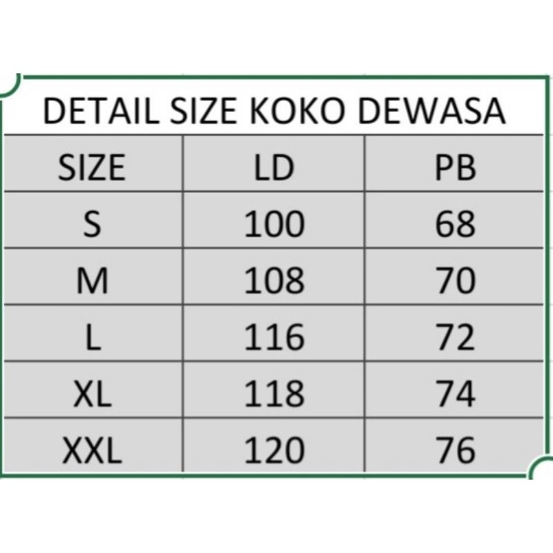 Baju koko dewasa warna sage