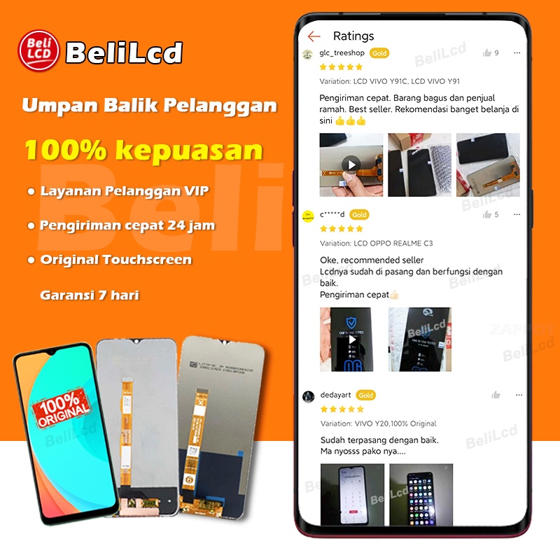 [TOP GRADE] LCD OPPO A1K Realme C2 Fullset Touchscreen ORI Touch Screen Bagian Digitizer Layar Sentuh Versi Tinggi