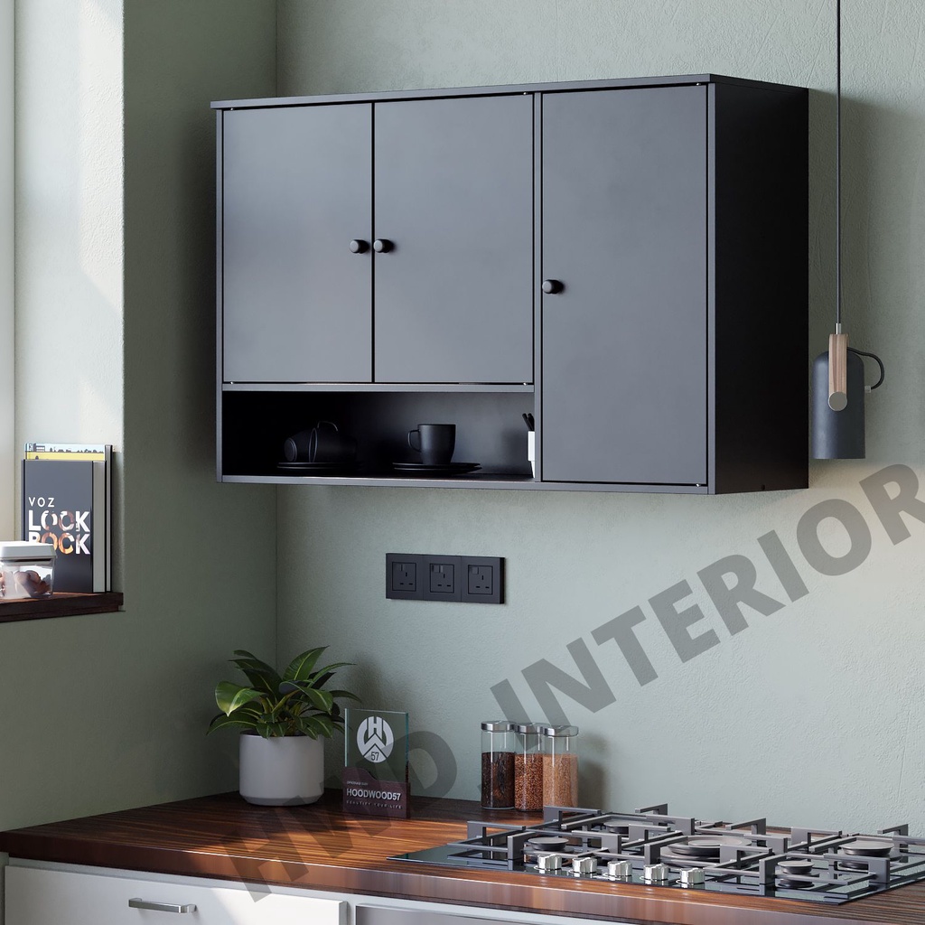 Kitchen Set Atas 3 Pintu Rak Dapur Serbaguna Lemari Dapur Gantung Dinding Serbaguna, Rak bumbu dapur