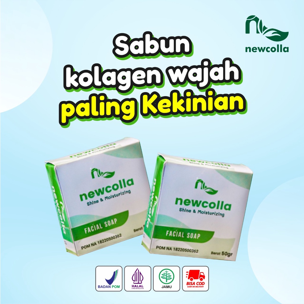 Newcolla Sabun Kolagen Collagen Pemutih & Pencerah Wajah Kusam Anti Jerawat Bpom Original 100%