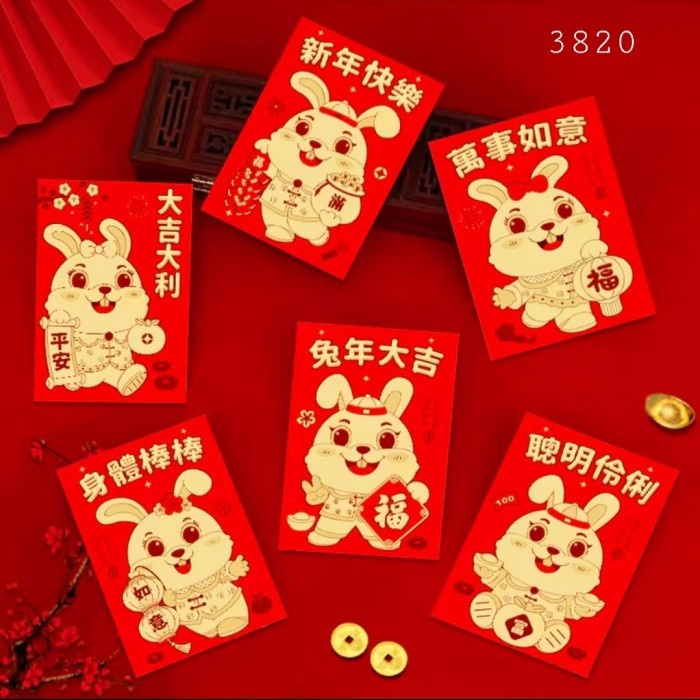 Angpao Merah Pendek Angpau Kelinci 2023 Angpau Merah Ampau Tebal Murah Ornamen Imlek Harga Grosir Termurah