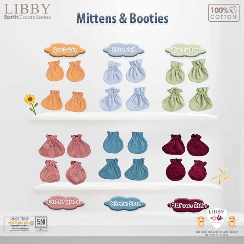 Libby SARUNG TANGAN KAKI Bayi Polos &amp; Motif / Mitten &amp; Booties / STK (1 Pasang/Pack)