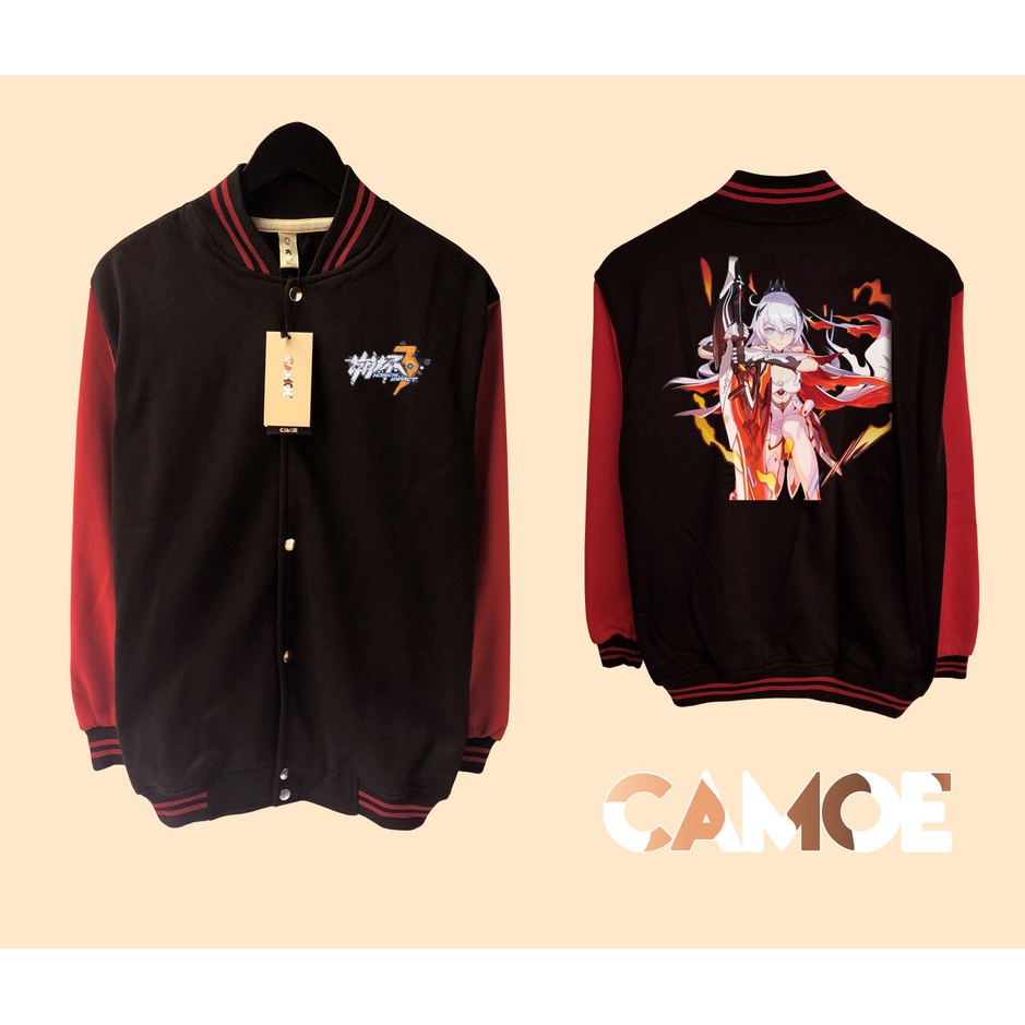 Jaket Varsity Baseball Honkai Impact Kiana kaslana Flamescion