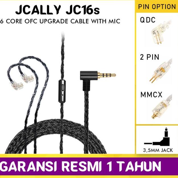 JCALLY JC16S Kabel Upgrade OFC 16 Core with Mic IEM Headset Cable - QDC