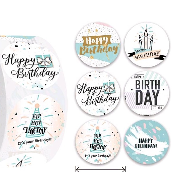 

Sticker Label Cake Bakery Stiker Kue Ulang Tahun Happy Birthday 3.8cm 100pcs