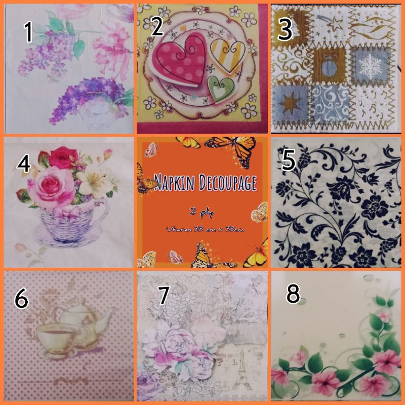 Napkin decoupage Tissue decoupage tisu decoupage kertas kerajinan decoupage  33x33cm
