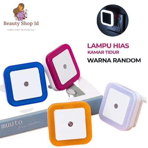 BEAUTY JAYA - Lampu Tidur Otomatis Malam LED Kontrol Sensor Pintar Cahaya Kamar Gelap Hemat Energi Kotak - Random