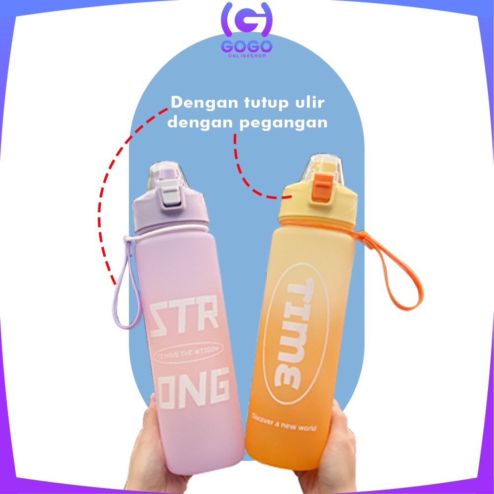 GOGO-C580 C588 Bottle Botol Minum Tumblr Air 1 Liter / Botol Motivasi dengan Tutup Flip / Botol MinumTumbler Olahraga Botol Air