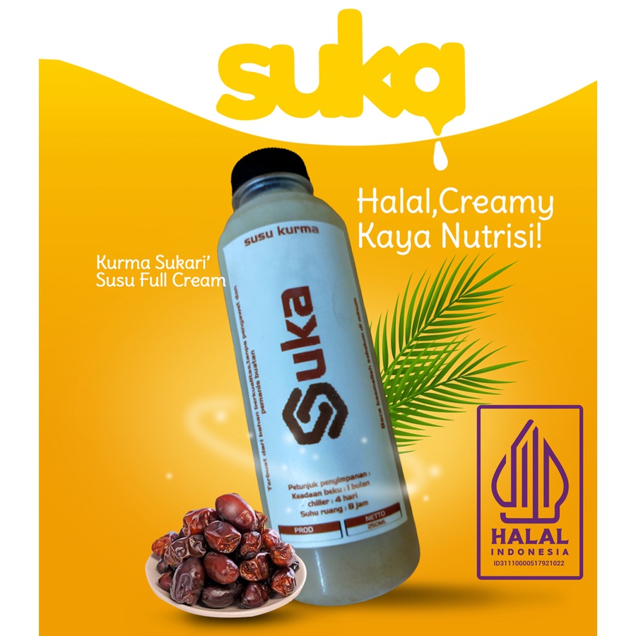 

Suka Susu Kurma Sukari 250ml Halal,Creamy dan Kaya Nutrisi