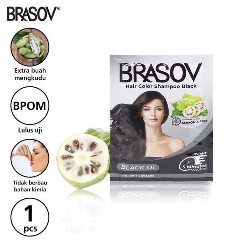 Brasov Hair Color Shampoo Extra Nino 25ml | Shampoo pewarna Rambut | Semir