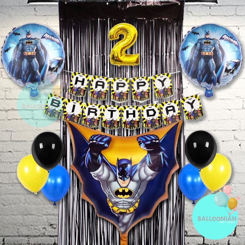 BATMAN SIMPLE DECORATION SET/DEKORASI ULTAH ANAK COWO/BALON FOIL BATMAN