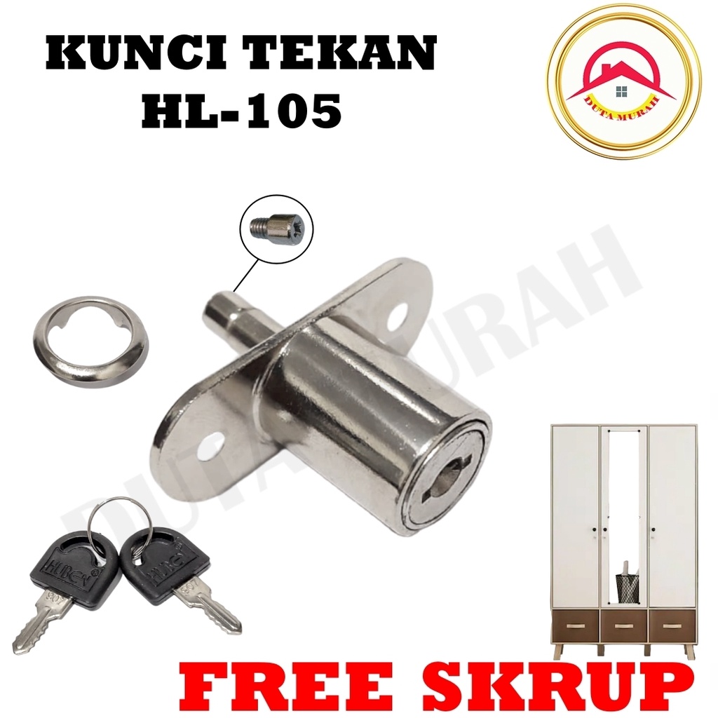 Kunci Laci HUBEN Tekan HL-105 Push Lock / Pintu Lemari Tusuk Sliding Geser