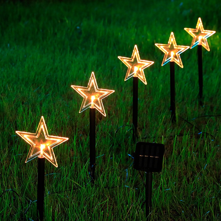 1pc Lampu String Led Tenaga Surya Bentuk Bintang Snowflake Anti Air Untuk Dekorasi Taman