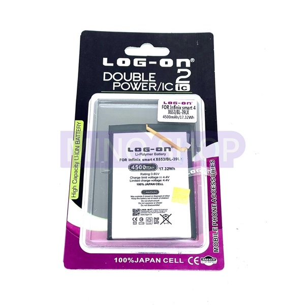 BATERAI LOG ON INFINIX SMART 4 - S5 - S5 LITE - X652 - X653 - X653C - BL-39LX DOUBLE POWER BATRE