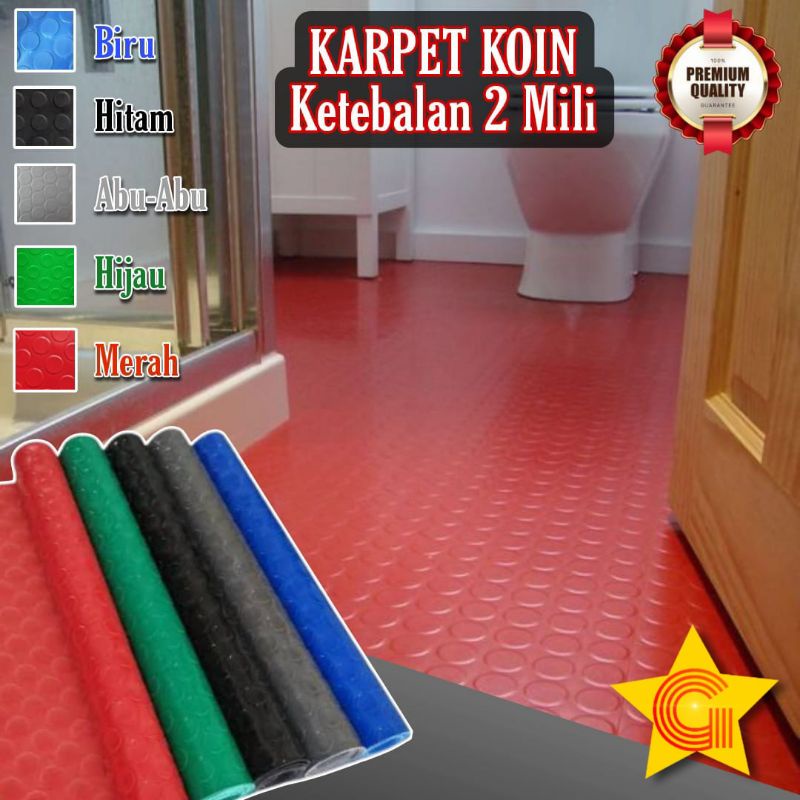 Karpet PVC Karet Alas Motif Koin 15x1,2m 2mm Roll / Rubber PVC Sheet Coin Roll