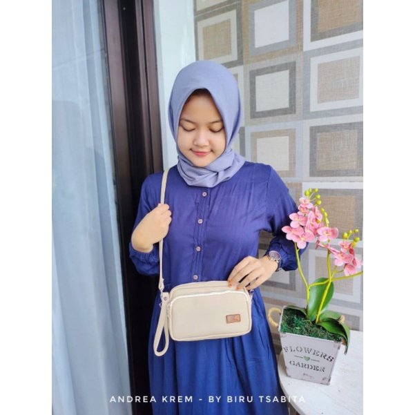 Biru Tsabita Andrea Bag Chocoly Anti Air Tas Slempang 3 Ruang