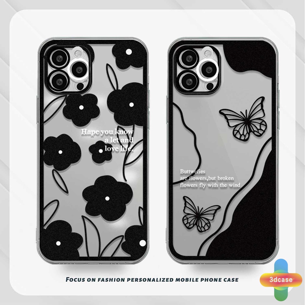 Soft Case TPU Motif Kupu-Kupu Hitam Untuk For IPhone 11 12 13 PRO MAX 6 7 6S 8 Plus X XR XS MAX 11 12 13 Se 2020 6SPlus 7Plus 6Plus 8Plus XSMAX A15 A16 A9 A5 A7 A5S Y12 Y20 Y15S A12 A03