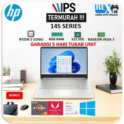 HP 14S RYZEN 3 3250U 512SSD 8GB W11+OHS FHD IPS