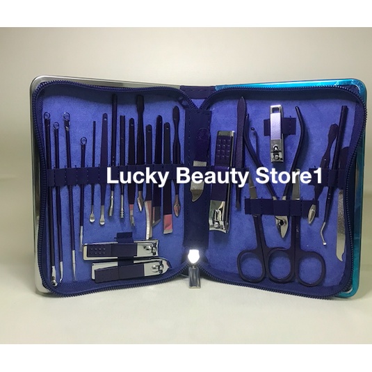 26 pcs Set Gunting Kuku Stainless Steel Kit Manicure Pedicure kutek gel alat perawatan kecantikan kredo spa foot scrube