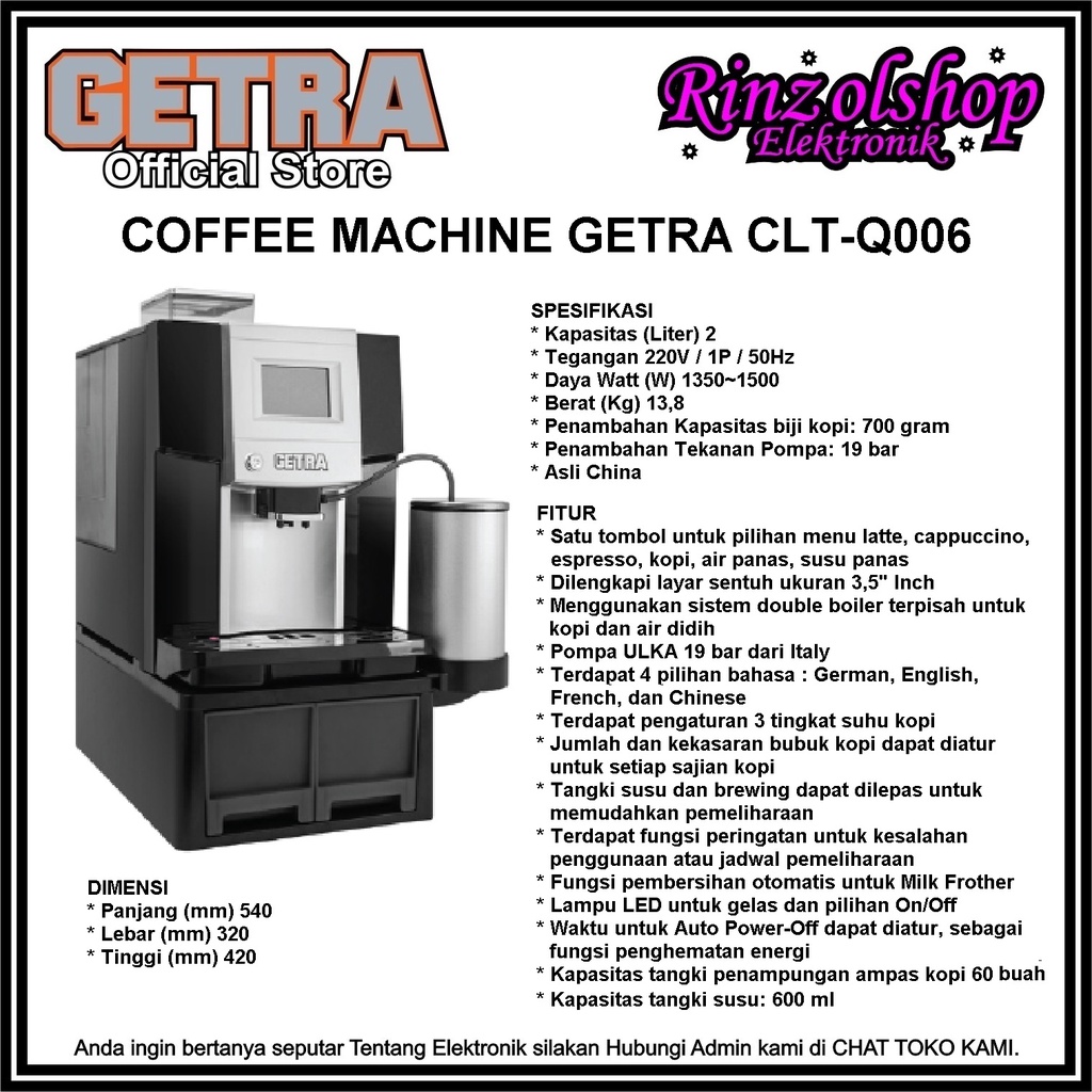 CLT-Q006 GETRA MESIN KOPI ESPRESSO LATE CLT Q006 NEW