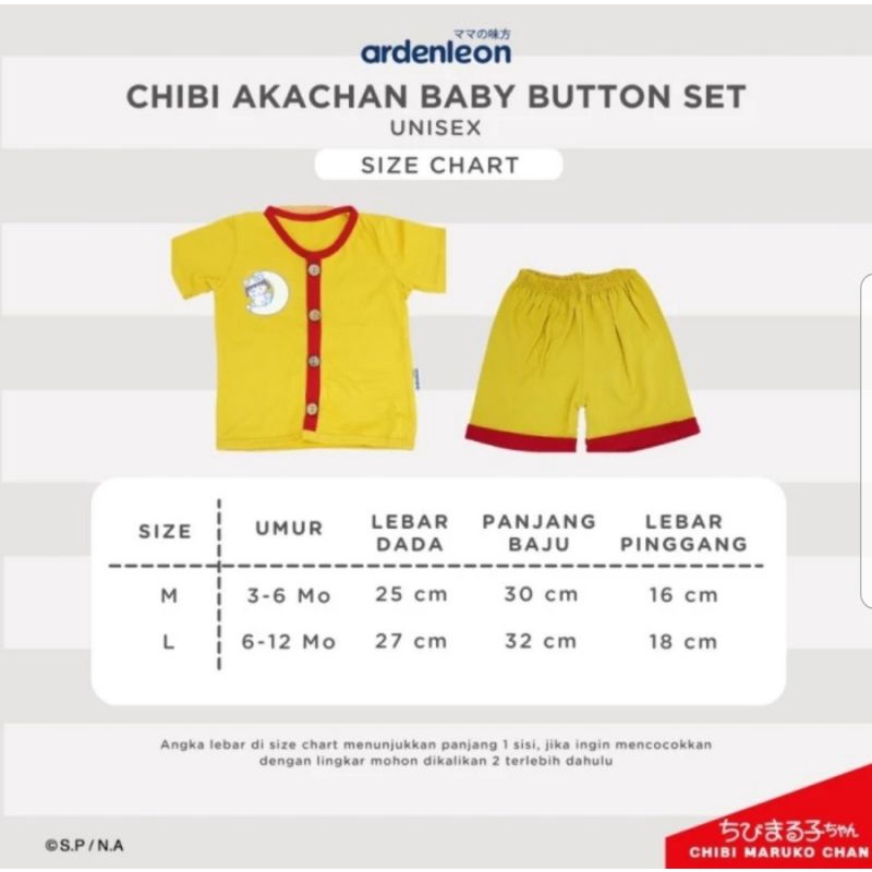 Ardenleon Chibi Akachan Baby Button Set Short / Baju Setelan Anak