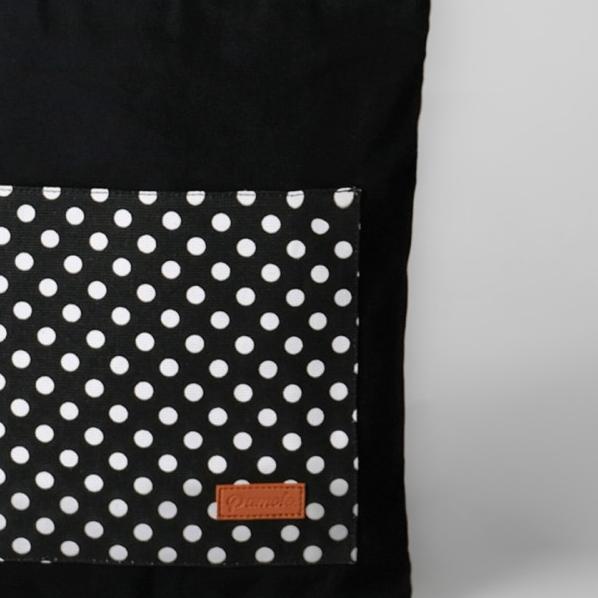 Pamole - Polkadot Tote Bag Kekinian Bahan Kanvas Penutup Resleting