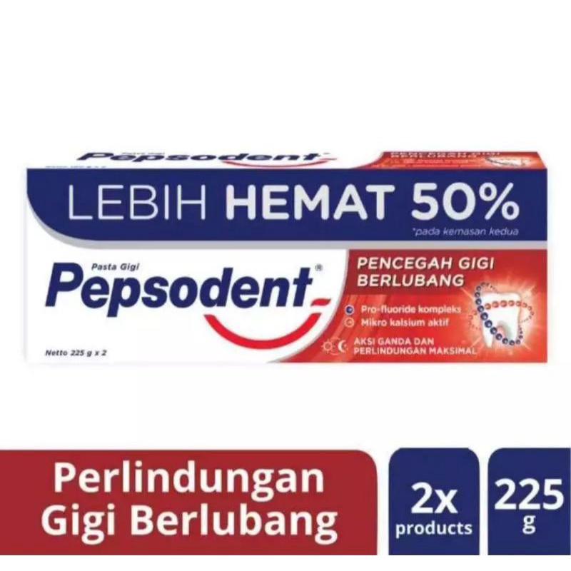 Pepsodent pasta Gigi Berlubang 225 gr/ pepsodent pasta gigi Berlubang 225 gr isi 2