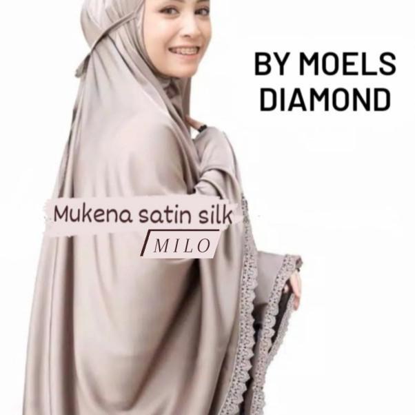 mukena satin silk premium - bw/putih