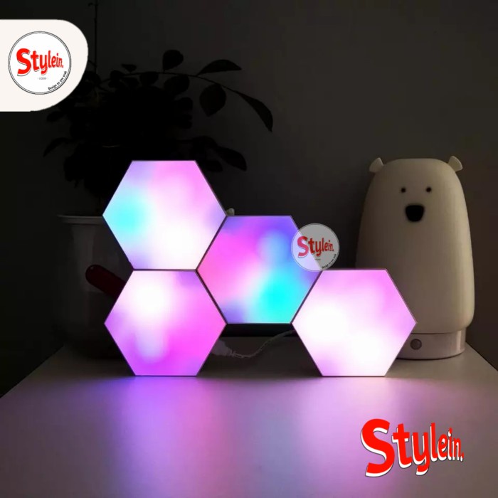 Lampu Dinding Led Aurora Hexagonal Rgb Light Quantum Lampu Dinding Gaming Nano Leaf