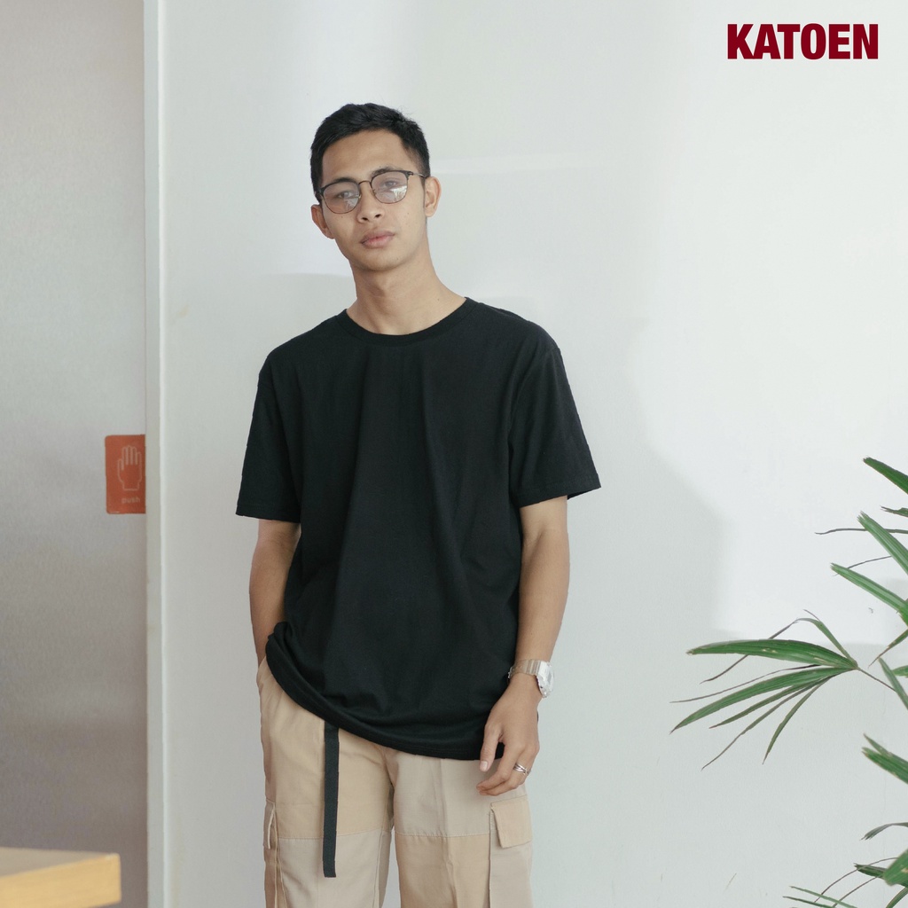 Katoen - T-shirt Kaos Polos / Black