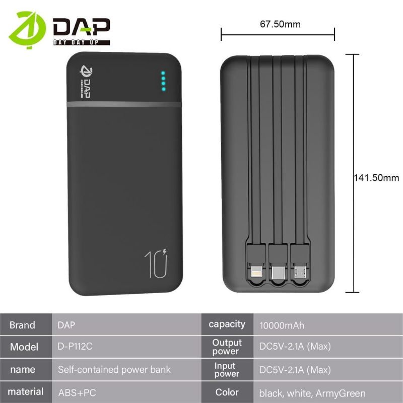 PowerBank  DAP 10.000Mah D-P112C 2.4A