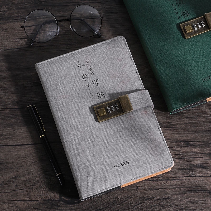 ▨▦Sera Retro Buku Kata Sandi dengan Kunci Buku Harian Kreatif Sederhana Buku Catatan Siswa Jepang dan Korea Selatan Tebal Buku Besar Tangan Kunci Kata Sandi