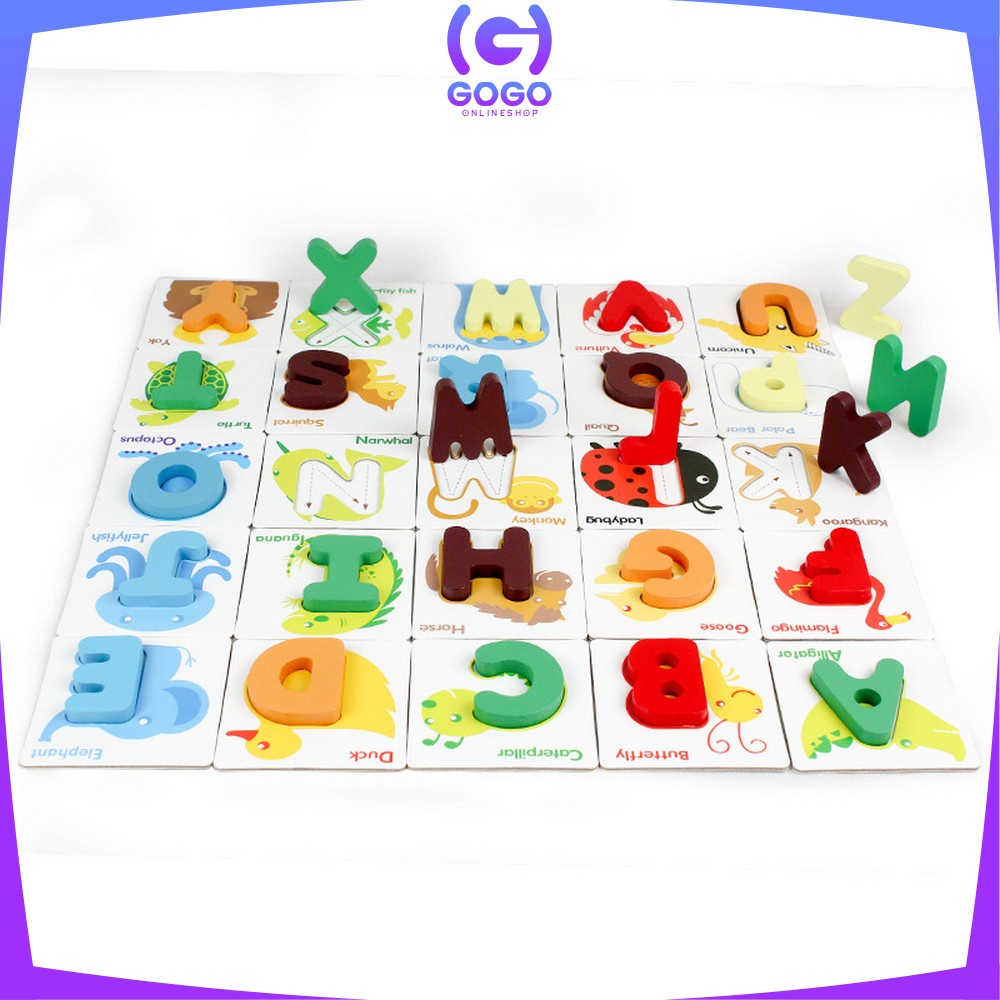 GOGO-M273 Mainan Puzzle Kayu BRITISH CARD Anak / Belajar Mainan Huruf dan Angka / Kartu Alphabet Huruf Angka Alfabet Kayu Edukasi