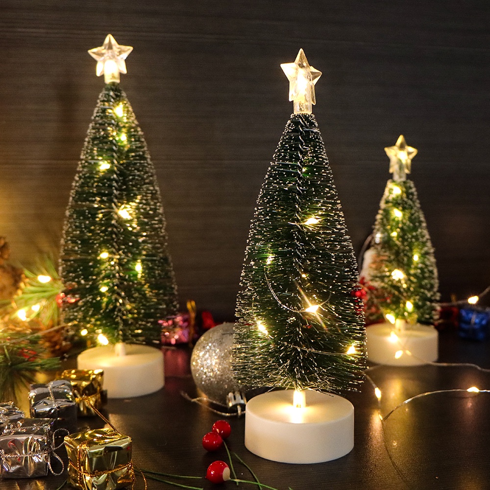 3 Pcs / Set Lampu LED Cedar Buatan Untuk Dekorasi Pohon Natal