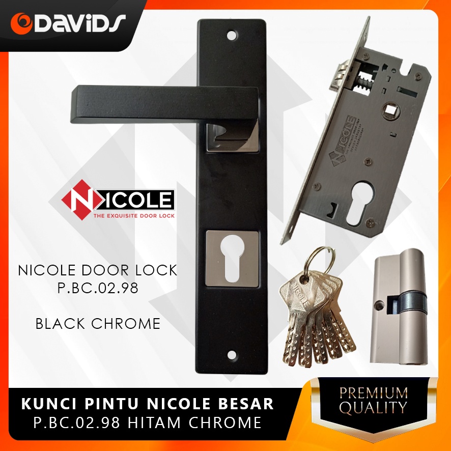 Kunci Pintu Set Handle Rumah Kamar Minimalis Handel Hitam Besar Nicole